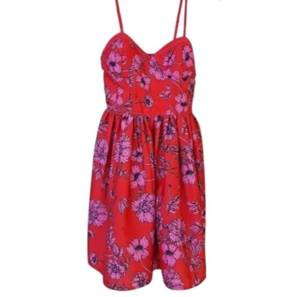 B.O.G. Collective Band of Gypsies‎ Bustier Mini Dress Floral Red-Pink Smocked S
